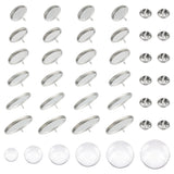 DIY Blank Dome Brooch Making Kit, Including 304 Stainless Steel Brooch Base Settings, Glass Cabochons, Stainless Steel Color, 60Pcs/box