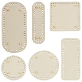 6Pcs 6 Style Flat Round PU Leather Knitting Crochet Bags Nail Bottom Shaper Pad, with Metal Nail, for Bag Bottom Accessories, Light Goldenrod Yellow, 12.2~21.7x5~15.1x0.4~1cm, Hole: 4.5~5mm, 1pc/style