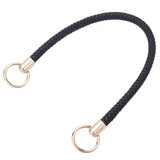 PU Imitation Leather Braided Bag Handle, Bag Strap, with Alloy Finding, Black, 52x1.3cm, Hole: 25mm