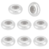 8Pcs 925 Sterling Silver Beads, with Rubber, Slider Stopper Beads, Rondelle, Silver, 5x2mm, Hole: 2mm