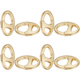 8Pcs Brass Spring Gate Rings, Oval, Cadmium Free & Lead Free, Long-Lasting Plated, Real 18K Gold Plated, 16.5x11.5x2.5mm, Hole: 6.5x4mm