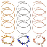12Pcs 3 Color Stainless Steel Round Snake Chains Bracelet for Men Women, Mixed Color, 8-7/8 inch(22.4cm), 4Pcs/color, 65mm