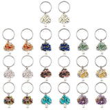 20Pcs 10 Colors Gemstone Chip & Alloy Tree of Life Pendant Keychain, with 304 Stainless Steel Split Key Rings, 5.4cm, 2pcs/color