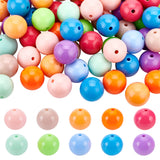100Pcs 10 Colors Opaque Acrylic Beads, Round, Mixed Color, 20x19mm, Hole: 3mm, 10pcs/color