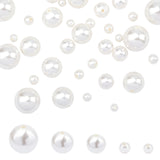 40Pcs 5 Sizes Shell Pearl Beads, Half Drilled Beads, Polished, Round, White, 8pcs/style