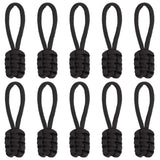 10Pcs Polyester Braided Replacement Zipper Puller Tabs, Zip Pull Extender, Black, 8.2x2x0.87cm