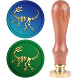 Wax Seal Stamp Set, Sealing Wax Stamp Solid Brass Head,  Wood Handle Retro Brass Stamp Kit Removable, for Envelopes Invitations, Gift Card, Dinosaur Pattern, 83x22mm