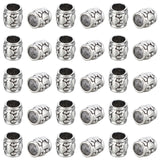 Tibetan Style Zinc Alloy Beads, Drum with Dog Paw Prints, Large Hole Beads, Lead Free & Cadmium Free, Antique Silver, 10x9.8mm, Hole: 6.2mm, 100pcs