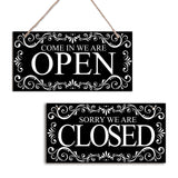 Natural Wood Hanging Wall Decorations, with Jute Twine, Rectangle with Word COME IN WE ARE OPEN & SORRY WE ARE CLOSED, Word, 15x30x0.5cm