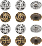 Tibetan Style Half Round Alloy Shank Buttons, Lead Free & Cadmium Free, Mixed Color, 17x7.5mm, Hole: 2mm, 2 colors, 30pcs/color, 60pcs/box
