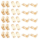 30Pcs 304 Stainless Steel Clip-on Earring Findings, with Round Flat Pad, Flat Round, Golden, Tray: 9.8mm, 16x10x7mm