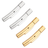 4Pcs 2 Style 304 Stainless Steel Bayonet Clasps, Ion Plating (IP), Tube, Golden & Stainless Steel Color, 22.5x4x5mm, Hole: 3mm