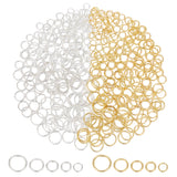 400Pcs 10 Styles Brass Round Rings, Soldered Jump Rings, Closed Jump Rings, Golden & Silver, 18~21 Gauge, 5~10x0.7~1mm, Inner Diameter: 3~8mm, 40pcs/style