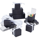 Square Fold Paper Candy Boxes, with Ribbon, for Wedding & Bakery & Baby Shower Gift Packaging, Black, Finished Product: 5x5x5cm