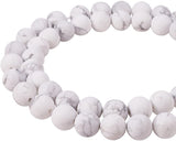 Frosted Natural Howlite Bead Strands, Round, 8mm, Hole: 1mm, about 44pcs/strand, 14.96 inch, 1strand/set