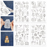 4 Sheets 11.6x8.2 Inch Stick and Stitch Embroidery Patterns, Non-woven Fabrics Water Soluble Embroidery Stabilizers, 297x210mmm