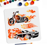 1Pc PET Hollow Out Drawing Painting Stencils, with 1Pc Art Paint Brushes, for DIY Scrapbook, Photo Album, Car, 300x300mm