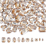 Sew on Rhinestone, Glass Rhinestone, Multi-strand Links, with Stainless Steel Settings, Garments Accessories, Faceted, Mixed Shapes, Lt.Col.Topaz, 100pcs/box