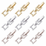 9Pcs 3 Colors Brass Fold Over Clasps, Bracelet, Necklace Jewelry Extender, Mixed Color, 20~29mm, Link: 8x5.5x2mm, Clasp: 10x2x4mm, 3pcs/color