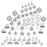 Tibetan Style Alloy Pendants, Mixed Shapes, Antique Silver, 60pcs/box