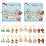 Alloy Enamel Flower Pendant Locking Stitch Markers, 304 Stainless Steel Clasp Stitch Marker, Sunflower/Lily/Rose, Mixed Color, 3.4~4cm, 5 style, 2pcs/style, 10pcs/set