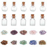 DIY Wishing Bottle Making Kits, Including Glass Bottles and Natural Gemstone Chip Beads, Containers: 26.5x14mm, Bottleneck: 8mm in diameter, Capacity: 2ml(0.06 fl. oz), 10pcs/set