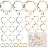 60Pcs 2 Color 304 Stainless Steel Leverback Earring Findings, with Horizontal Loops & 60Pcs Jump Rings, Real 24K Gold Plated & Stainless Steel Color, 14.5x12.5x2mm, Hole: 1.2mm, 30Pcs/color