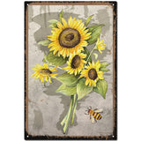 Vintage Metal Iron Tin Sign Poster, Wall Decor for Bars, Restaurants, Cafes Pubs, Rectangle, Flower, 300x200x0.5mm, Hole: 3mm