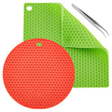 2Pcs Silicone Hot Pads, with 2Pcs Iron Beading Tweezers, Mixed Color, 132~235x9.6~235x2~6mm
