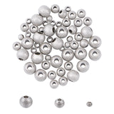 304 Stainless Steel Textured Spacer Beads, Round, Stainless Steel Color, 60pcs/box