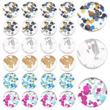 48 Pcs 6 Style Cellulose Acetate(Resin) Charms, with Foil, Flat Round, Mixed Color, 13.5x2~3.5mm, Hole: 1.5mm, 8pcs/style