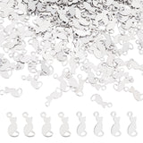 300Pcs 304 Stainless Steel Kitten Charms, Cat Silhouette Shape, Stainless Steel Color, 13x5.5x0.5mm, Hole: 1.2mm