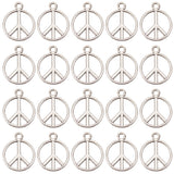 100Pcs Tibetan Style Alloy Peace Sign Pendants, Antique Silver, 16.5x13.5x1mm, Hole: 2mm