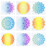 9Pcs 9 Styles Mandala Flower PET Hollow Out Drawing Painting Stencils, for DIY Scrapbook, Photo Album, Square, White, 101x101x0.3mm, 1pc/style