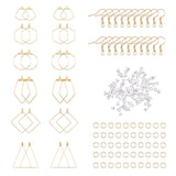 DIY Geometry Earring Making Kit, Including 304 Stainless Steel Earring Hooks & Wire Pendants, Fan & Polygon & Rhombus & Hexagon & Teardrop, Golden, 148Pcs/box