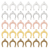 100Pcs 5 Colors Alloy Pendants, Horse Shoe, Mixed Color, 16x13x2mm, Hole: 1mm, 20pcs/color