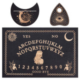 Wooden Witch Craft Sets, including Moon Shape Tarot Card Stand Holder, Rectangle Pendulum Board, Heart Shape Crystal Ball Stand, Women Pattern, 100~200x82~300x4~4.5mm, 3pcs/set