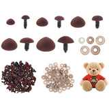 140 Sets 5 Style Plastic Flocking Craft Safety Noses, with Spacer, For DIY Doll Toys Accessories, Coconut Brown, 9.5~16.5x7~22mm