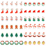 60Pcs 12 Styles Christmas Theme Resin Cabochons Sets, Christmas Tree & Reindeer & Snowman, Mixed Patterns, 18~25.5x15~21x3.5~5mm, 5pcs/style
