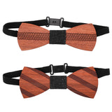 2Pcs 2 Style Adjustable Wood Bow Ties, with Polyester Band, Sienna, 290~492x9.5~10mm, 1pc/style