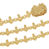 7.8 Yards Polyester Embroidery Flower Lace Trim, Clothing Accessories, Gold, 3~6.5x0.15cm