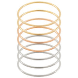 7Pcs 3 Color 304 Stainless Steel Thin Wrap Bangles Set for Women, Mixed Color, Inner Diameter: 2-1/2 inch(6.5cm)