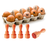 5Pcs 5 Styles Plastic Rubber Stamps with Wood Handles, DIY Egg Drawing Stamps, Egg, 55x20mm, Pattern: 18mm, 1pc/style