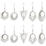 20Pcs 5 Style Hexagon & Teardrop & Flat Round & Polygon 304 Stainless Steel Dangle Earring Settings, with Round Cabochon Settings & 40Pcs Plastic Ear Nuts, Mixed Patterns, Tray: 12mm, 42~48mm, Pin: 0.7mm, 4Pcs/style