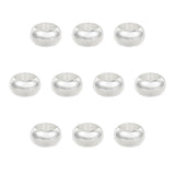 Brass European Beads, Large Hole Rondelle Beads, Silver Color Plated, 7x4mm, Hole: 4.5mm, 100pcs/box