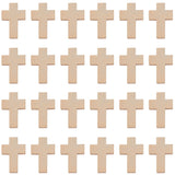 100Pcs Wooden Pendants, Dyed, Religion Cross Charms, Linen, 21~22x14~15x4~5mm, Hole: 1.8mm