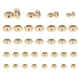 40Pcs 4 Style Brass Beads, with Rubber Inside, Slider Beads, Stopper Beads, Long-Lasting Plated, Rondelle, Real 24K Gold Plated & Stainless Steel Color, 10pcs/style