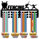 Sports Theme Iron Medal Hanger Holder Display Wall Rack, 3-Line, with Screws, Fencing, Sports, 130x290mm