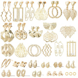 DIY Dangle Stud Earring Making Kits, Including Oval & Flower & Rectangle & Ring Alloy Pendants & Stud Earring Findings, Light Gold, 86Pcs/box