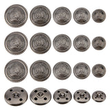 50Pcs 5 Style 4-Hole Brass Buttons, for Sewing Crafting, Half Round, Gunmetal, 15~24.5x9.5~12mm, Hole: 1.5~4.5mm, 10pcs/style